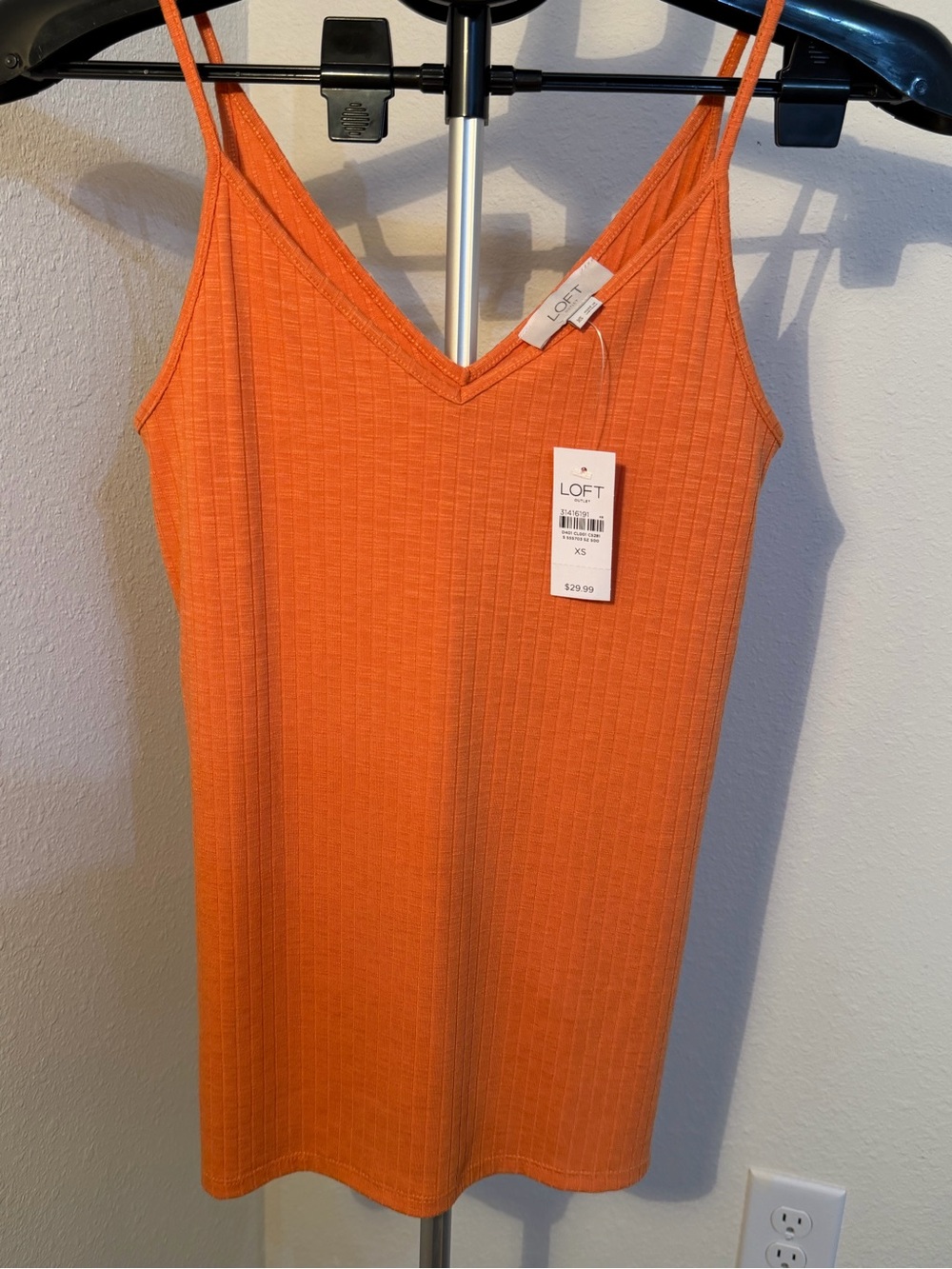 LOFT Orange Ribbed V-Neck Cami